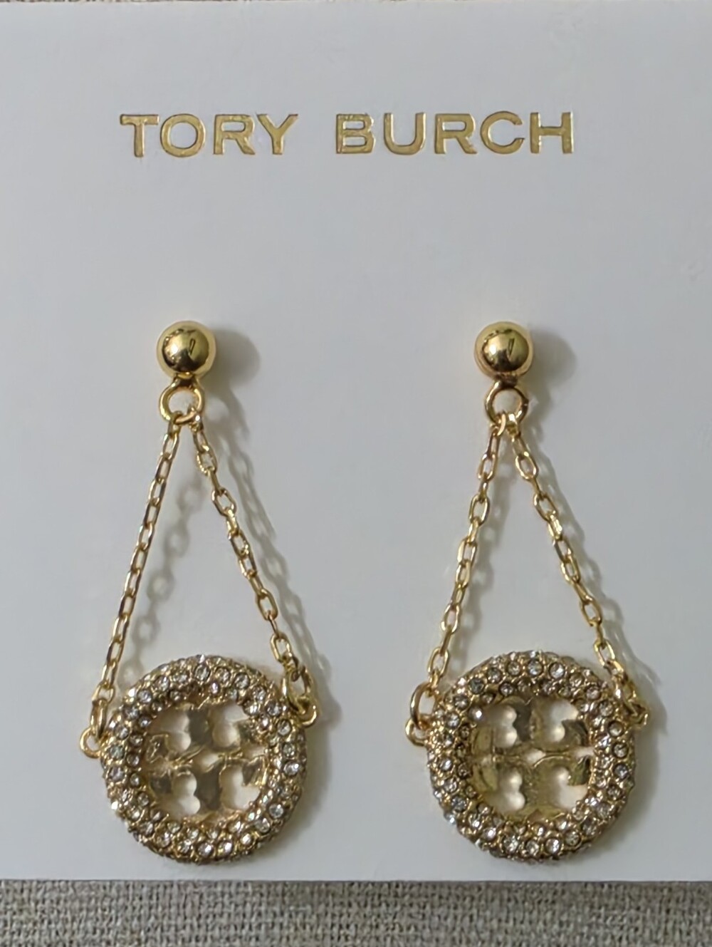 Tory Burch Miller Pave Drop  Earrings
